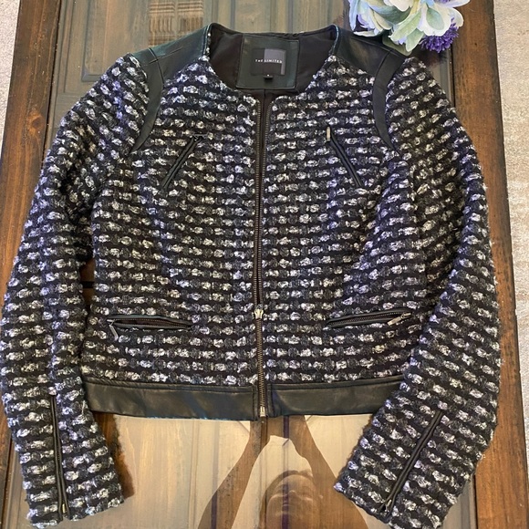 The Limited Tweed Like and Vegan Leather Biker Jacket - Picture 1 of 13